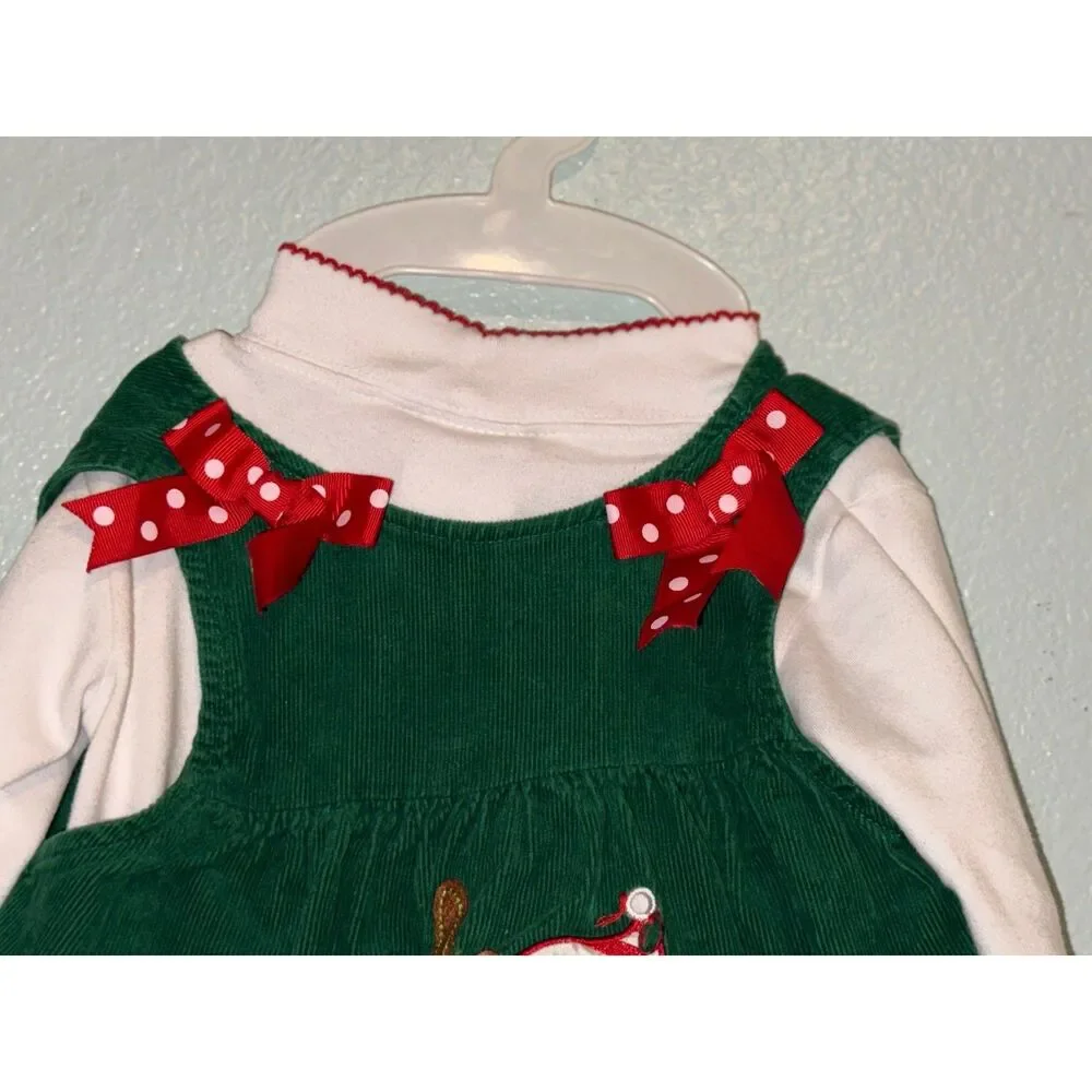 Rare Editions 24M Christmas Outfit Jumper Bodysuit Reindeer Holiday Vintage MINT